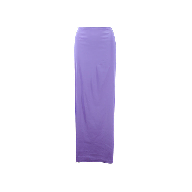 Socialite Autumn Winter High-Grade Solid Color Slim Fit Maxi Dress Irregular Asymmetric Drape Flab Hiding Skirt