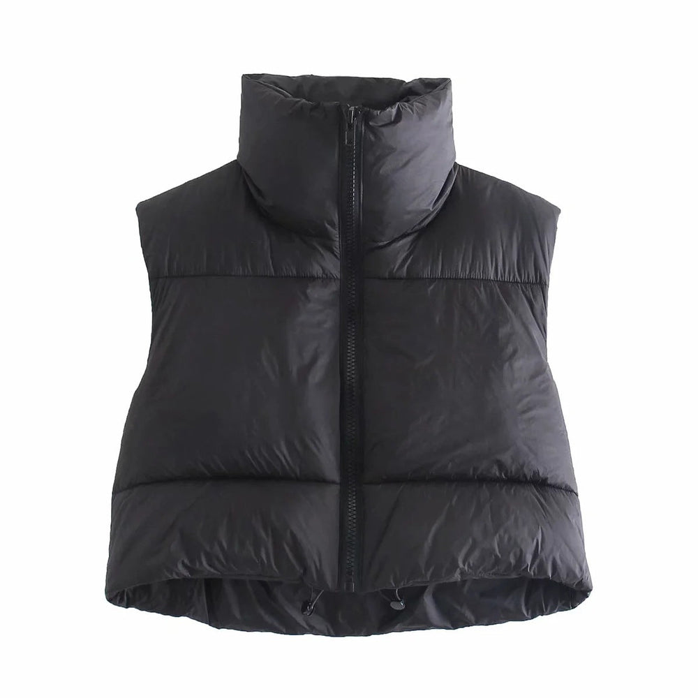 Sleeveless Zipped Stand Collar Cotton Vest Autumn Winter Multi Color Slim Fit Cotton Padded Jacket Vest Top