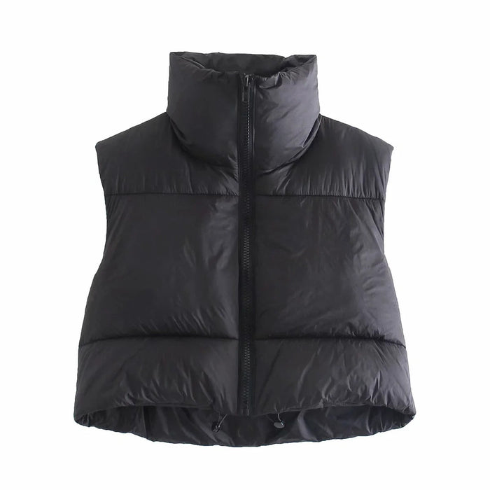 Sleeveless Zipped Stand Collar Cotton Vest Autumn Winter Multi Color Slim Fit Cotton Padded Jacket Vest Top