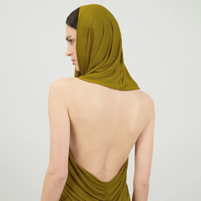 Autumn Winter Turmeric Hooded Tulle Sexy Backless Cross Two Way Wear Dress