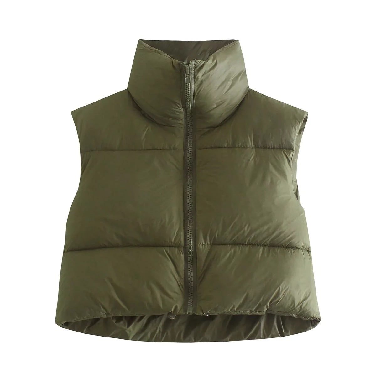 Sleeveless Zipped Stand Collar Cotton Vest Autumn Winter Multi Color Slim Fit Cotton Padded Jacket Vest Top