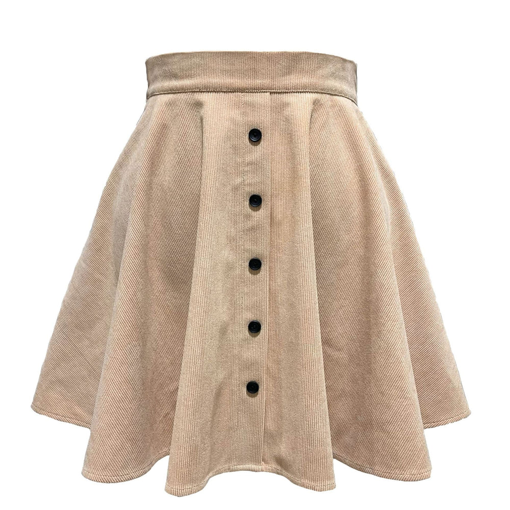 Women Solid Color Corduroy Fall Winter Skirt Sweet Single Row Button High Waist Umbrella Skirt for Women