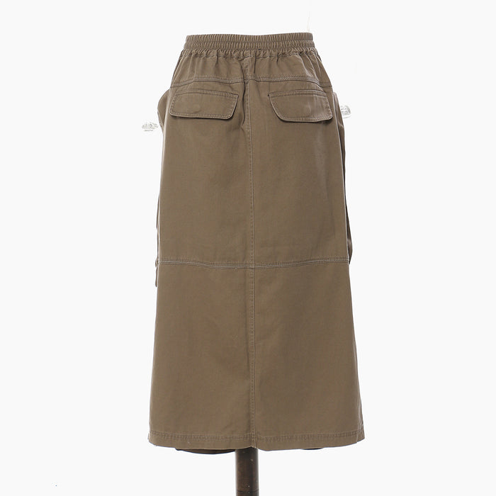 Two Way Heavy Industry Zipper Mid Length Multi Pocket Strapless Skirt