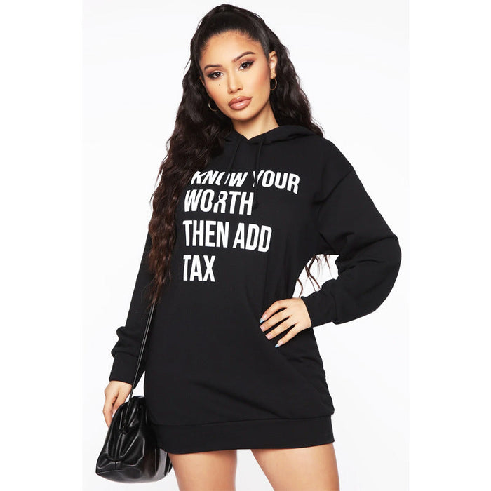 Letter Graphic Print Hoodie Women Single Cotton Fresh Sweet Casual Street