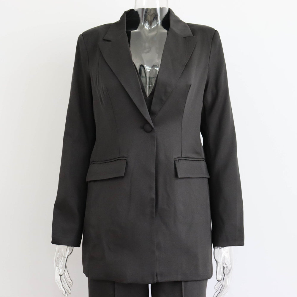 Blazer Suit Set Vest Straight Trousers Three Piece Set Autumn Winter Women  Office Set