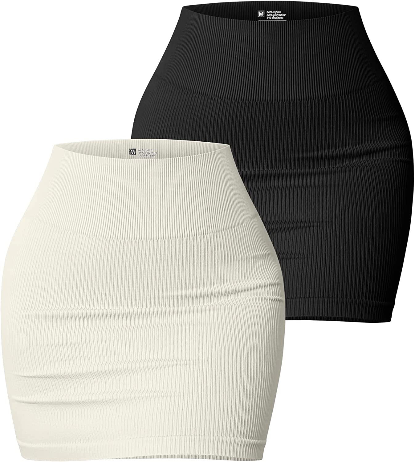 Women Skirt Basic Elastic Rib Casual High Waist Mini Hip Skirt