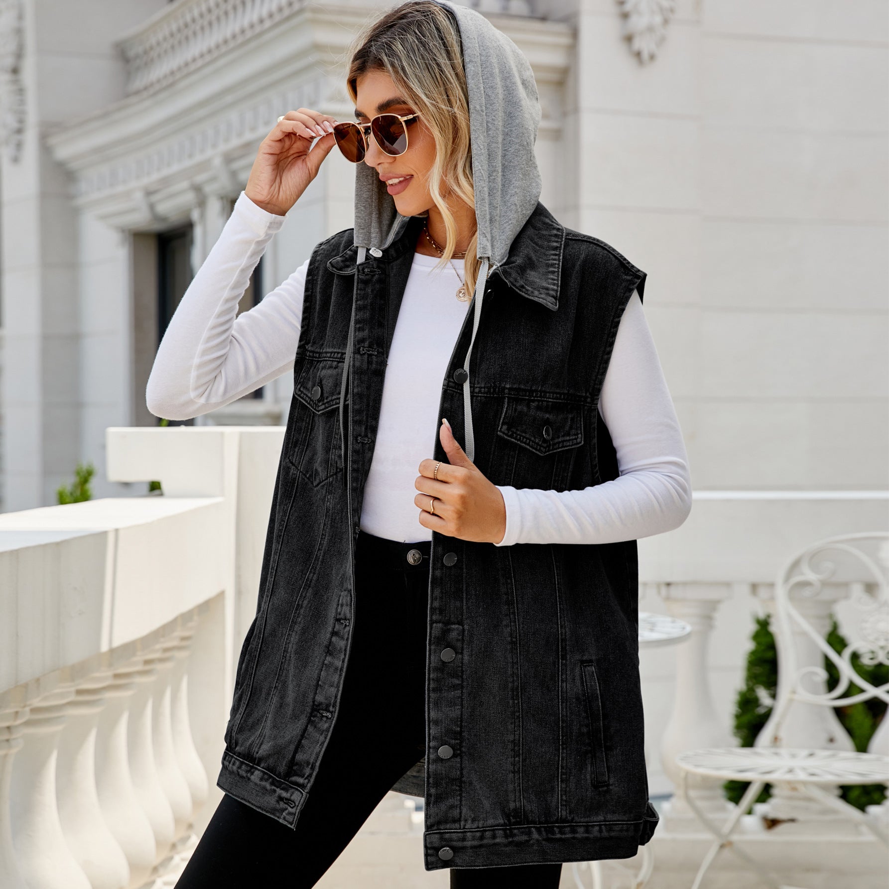 Retro Denim Vest Coat Loose Casual Women