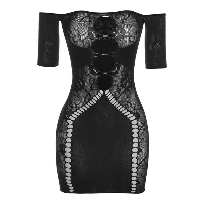 Summer Women Clothing Sexy Cutout off Neck Knitted High Waist Tight Sheath Dress