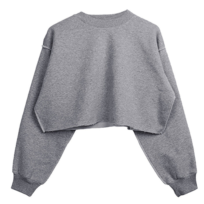 Fleece Lined Long Sleeved Fitness Yoga Wear Top Sports Cropped Short Sweater Women