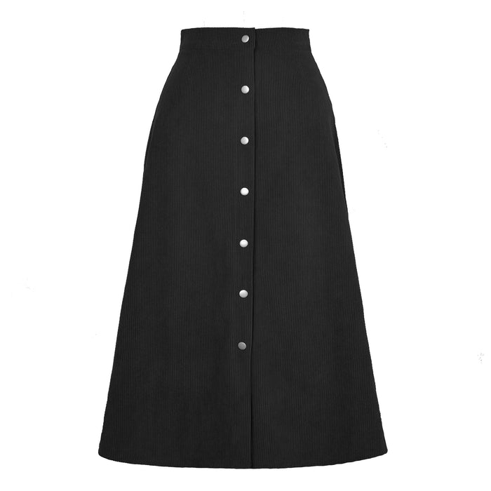 Women Clothing Boutique Corduroy Skirt Single Breasted High Waist Autumn Winter Maxi Women Skirt