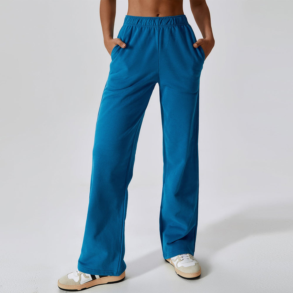 Waist Tied Fleece Lined Warm Loose Sports Pants Straight Wide Leg Pants Outdoor Casual Track Sweatpants Women