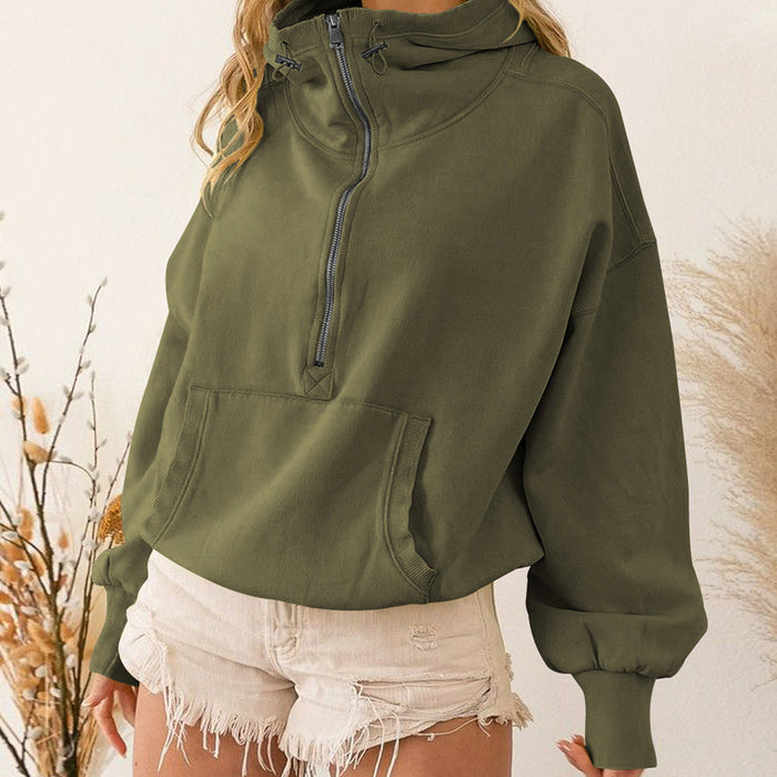 Hooded Sweater Women Clothing Tide Brand Sports Hoodie Zipper Drawstring Long Sleeve Top Coat