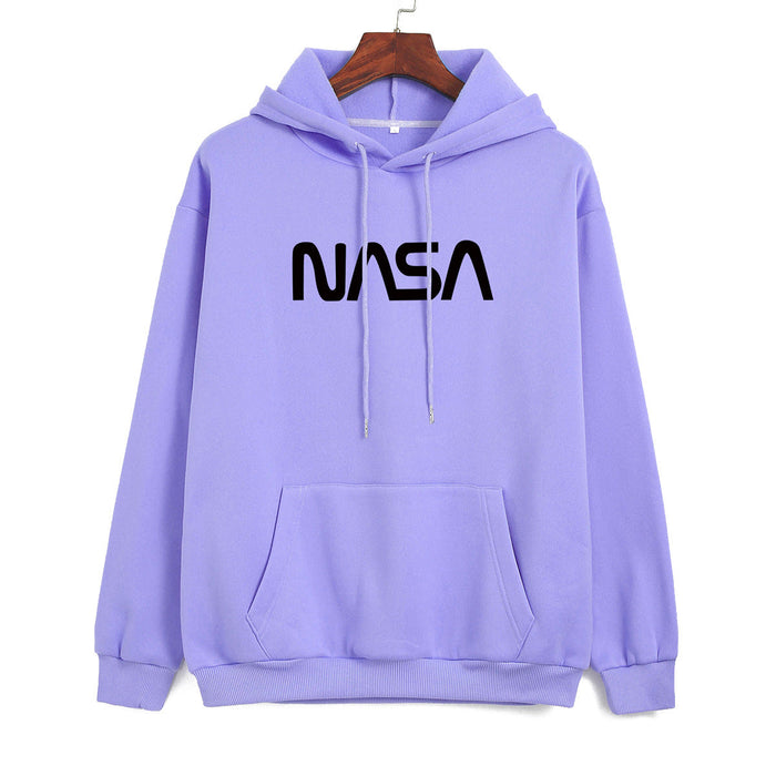 Autumn Winter Coat Women NASA Print Hooded Fleece Lined Sweater Women Autumn Korean Loose