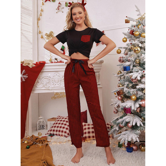 Home Wear Christmas Atmosphere Short-Sleeved T-shirt Trousers Pajamas Suit Comfortable Can Be Worn outside