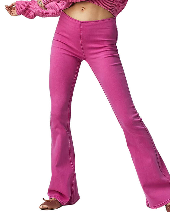 Women Mid Waist Flared Jeans