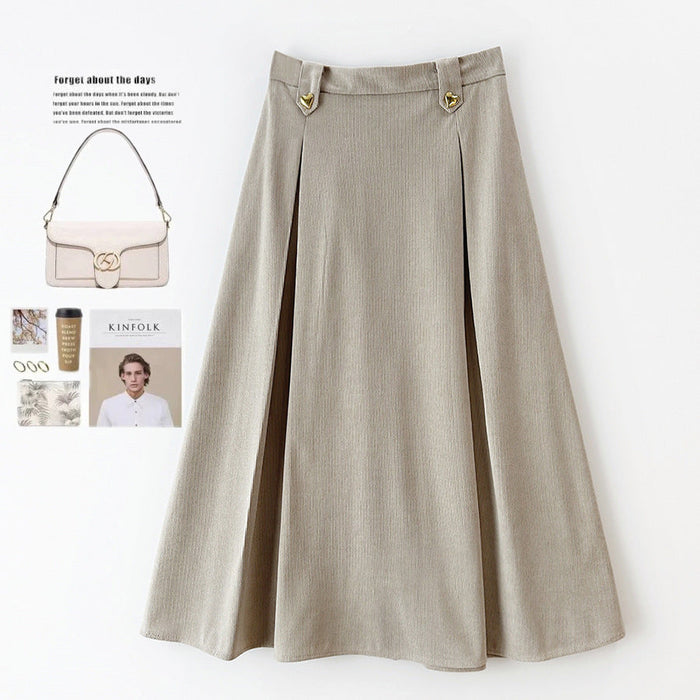 Corduroy Skirt for Women A line Large Hem Slim-Fit Slimming Umbrella Skirt Mid Length Small Retro Casual Skirt